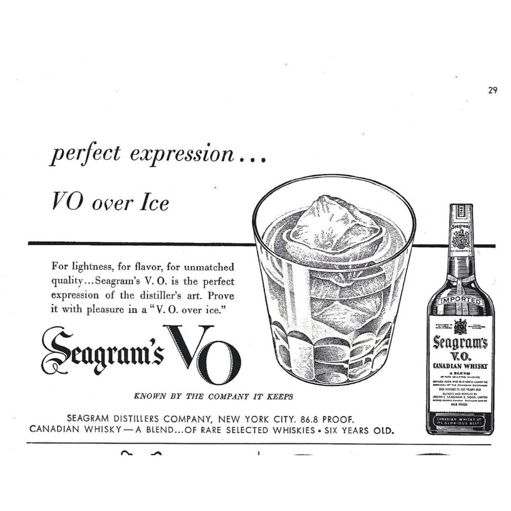 Seagrams VO Canadian Whisky 1950s Vintage Print Ad